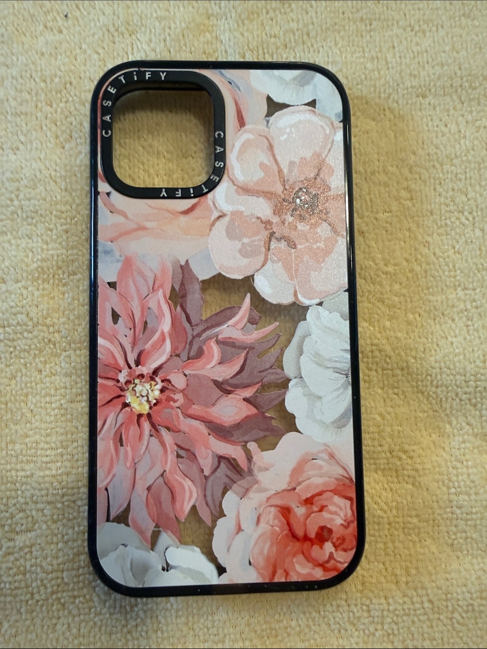 Casetify Pink Floral Phone Case with Black Trim